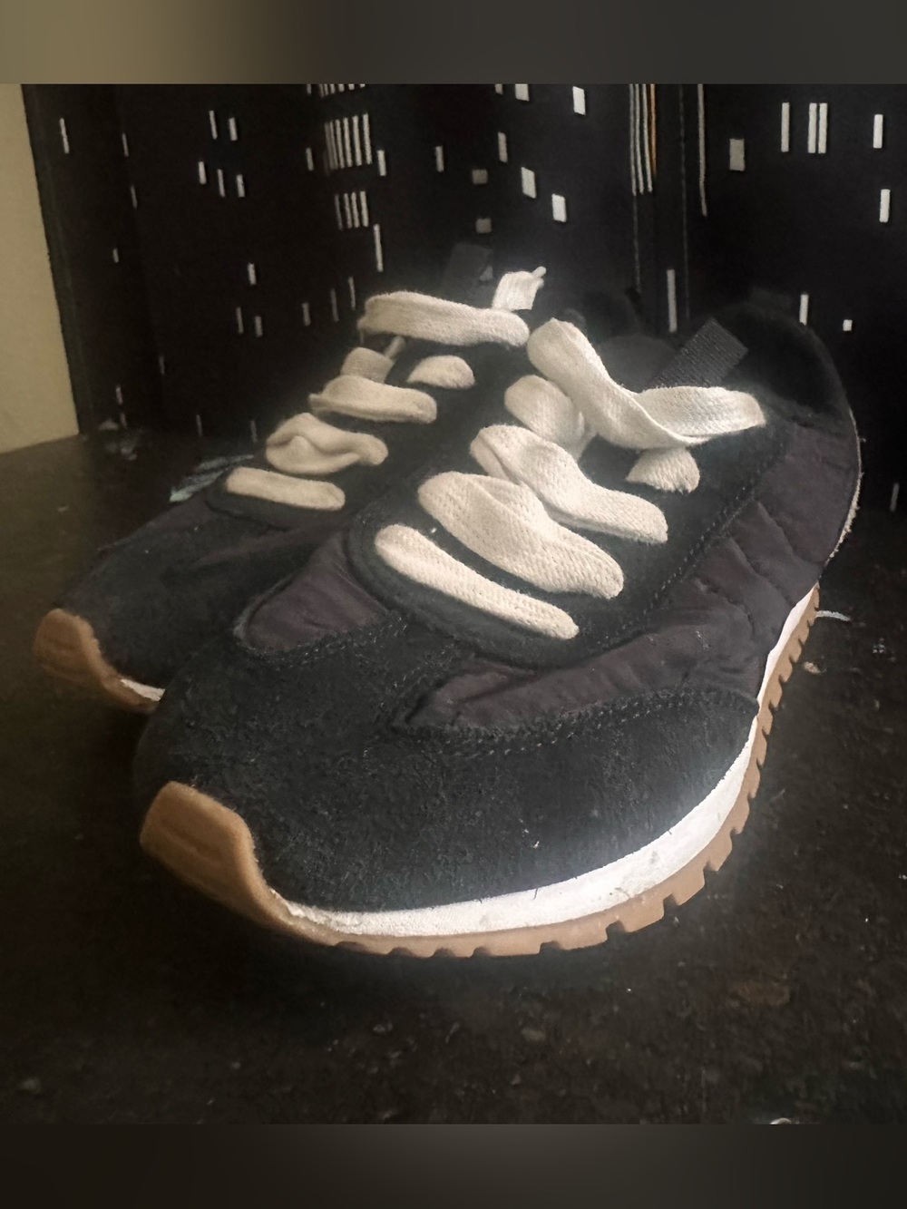 Kid’s Black Athletic Sneakers with Tan Outsole